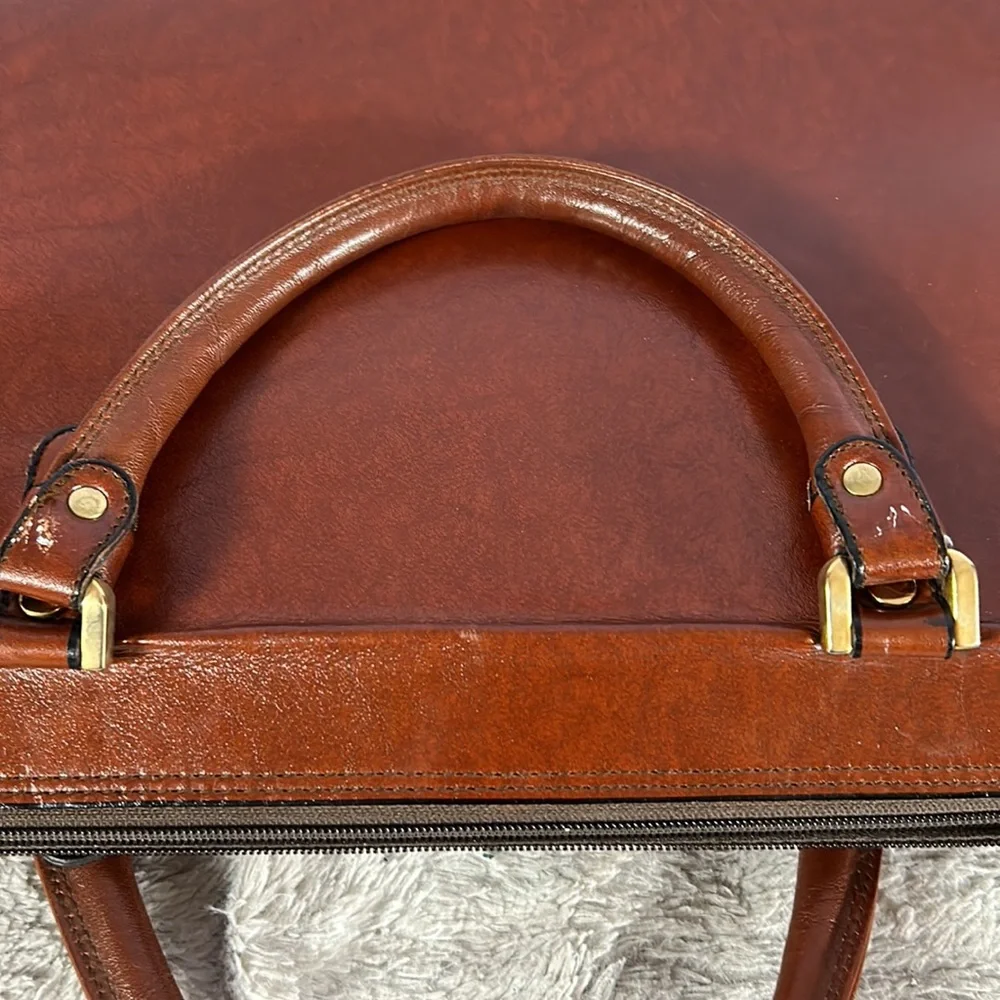 Vintage Gold Pfeil sport 16” Brown Leather Briefcase Portfolio Document Bag